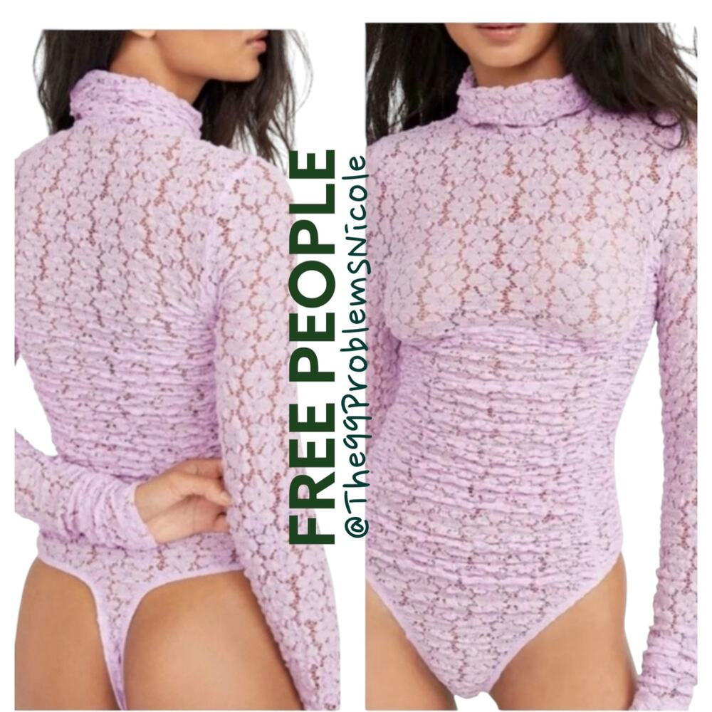 Free People Day & Night Lace Bodysuit In Orchid Ice